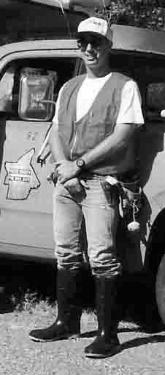 Tom working on a survey crew for the Butte County Public Works Department in 1993.